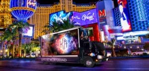 Vibrant Las Vegas Strip with illuminated advertisements